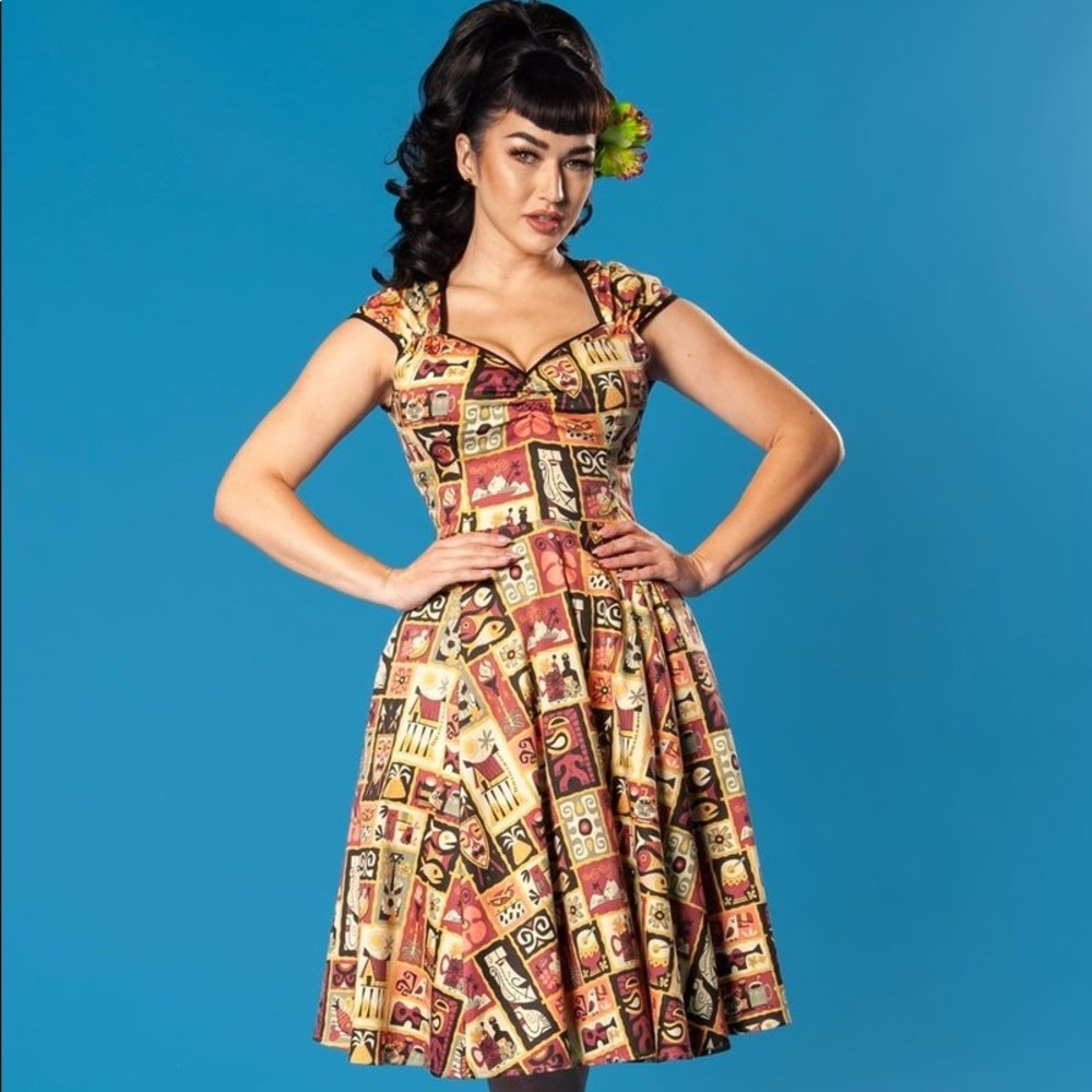 Heidi Dress Tiki Brown Pinup Girl Couture 3x NWT!